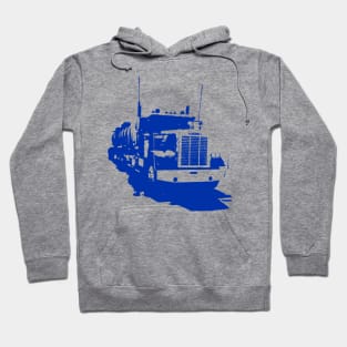 Freightliner classic 1980s big rig truck monoblock blue Hoodie